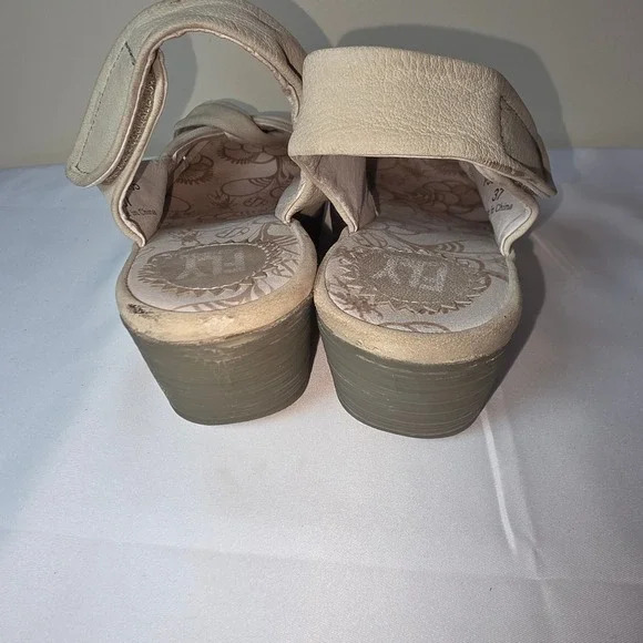 Fly London Yala Beige Leather Wedge Platform Sandals Womens 37 P500124035 - Picture 5 of 8